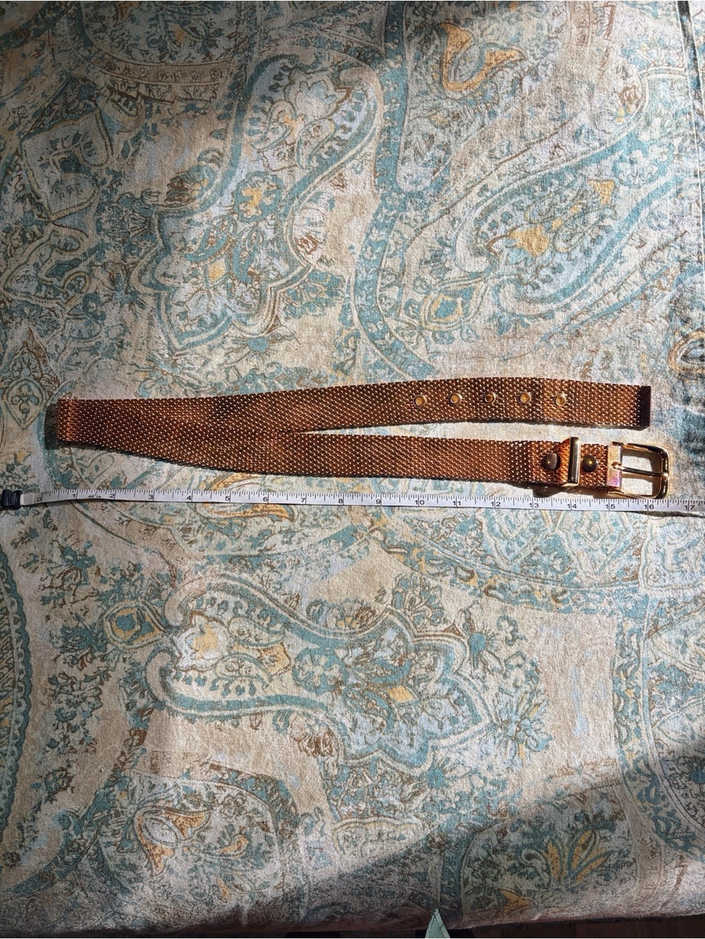 Vintage Shiny Gold Tone Metal Mesh Belt Retro Liquid Gold Statement Cinch Belt - Picture 6 of 13